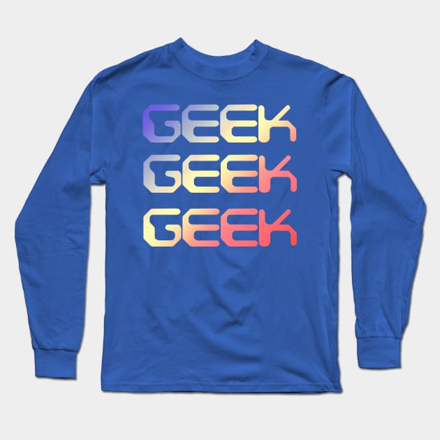 Retro Colorful Geek Long Sleeve T-Shirt by Scar